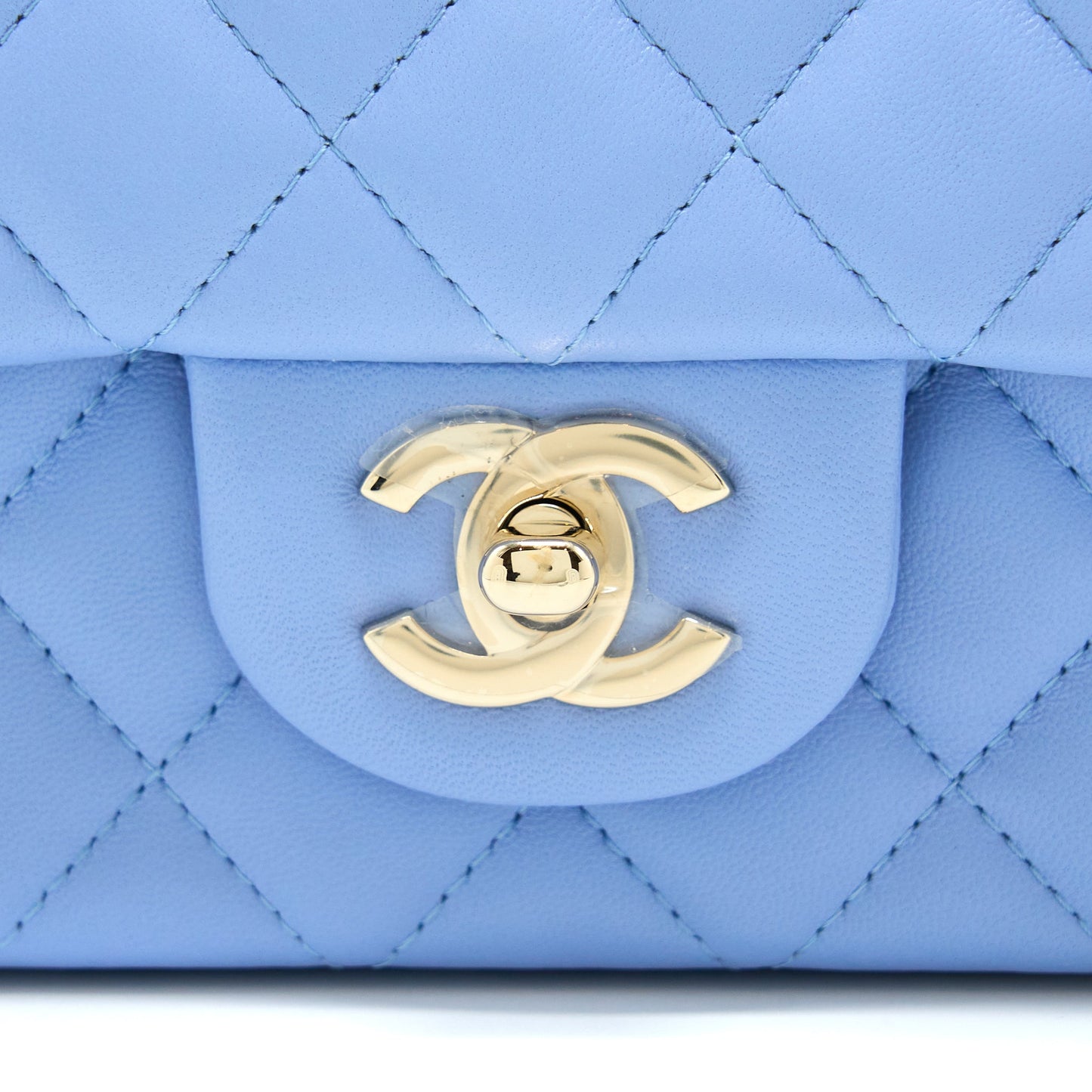 Chanel Mini Rectangular Flap Bag Lambskin Blue LGHW