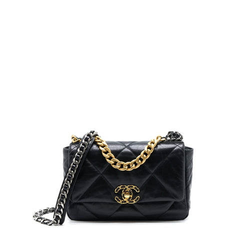 Chanel Small 19 Bag Goatskin Black Multicoloured Hardware