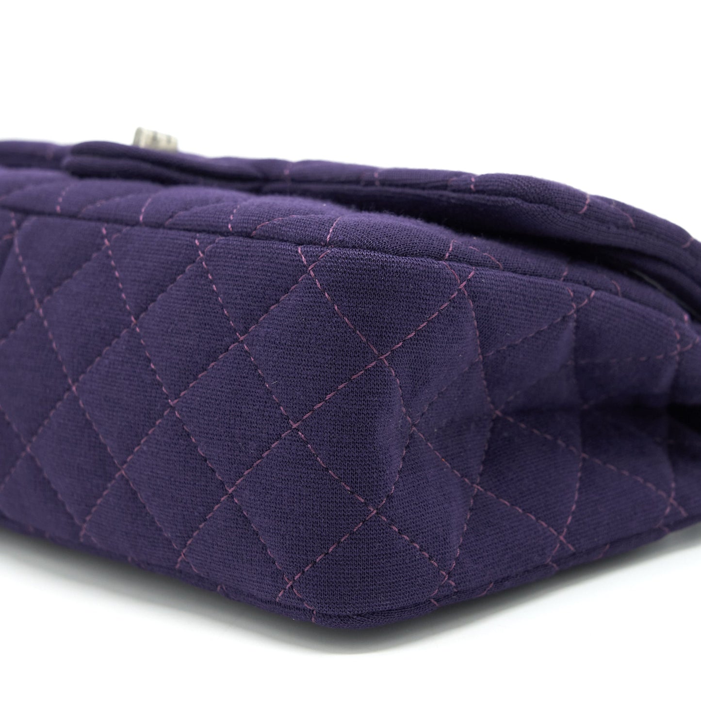 Chanel 2.55 Reissue 226 Double Flap Bag Fabric Purple Ruthenium Sliver Hardware