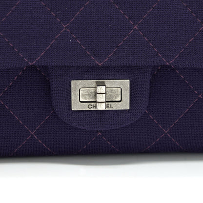 Chanel 2.55 Reissue 226 Double Flap Bag Fabric Purple Ruthenium Sliver Hardware