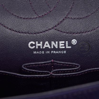 Chanel 2.55 Reissue 226 Double Flap Bag Fabric Purple Ruthenium Sliver Hardware