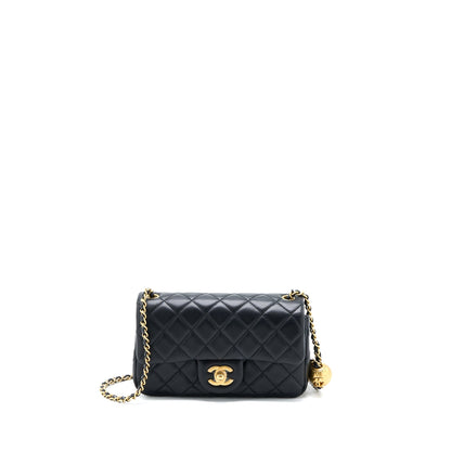 Chanel Pearl Crush Mini Rectangular Flap Bag Lambskin Black GHW