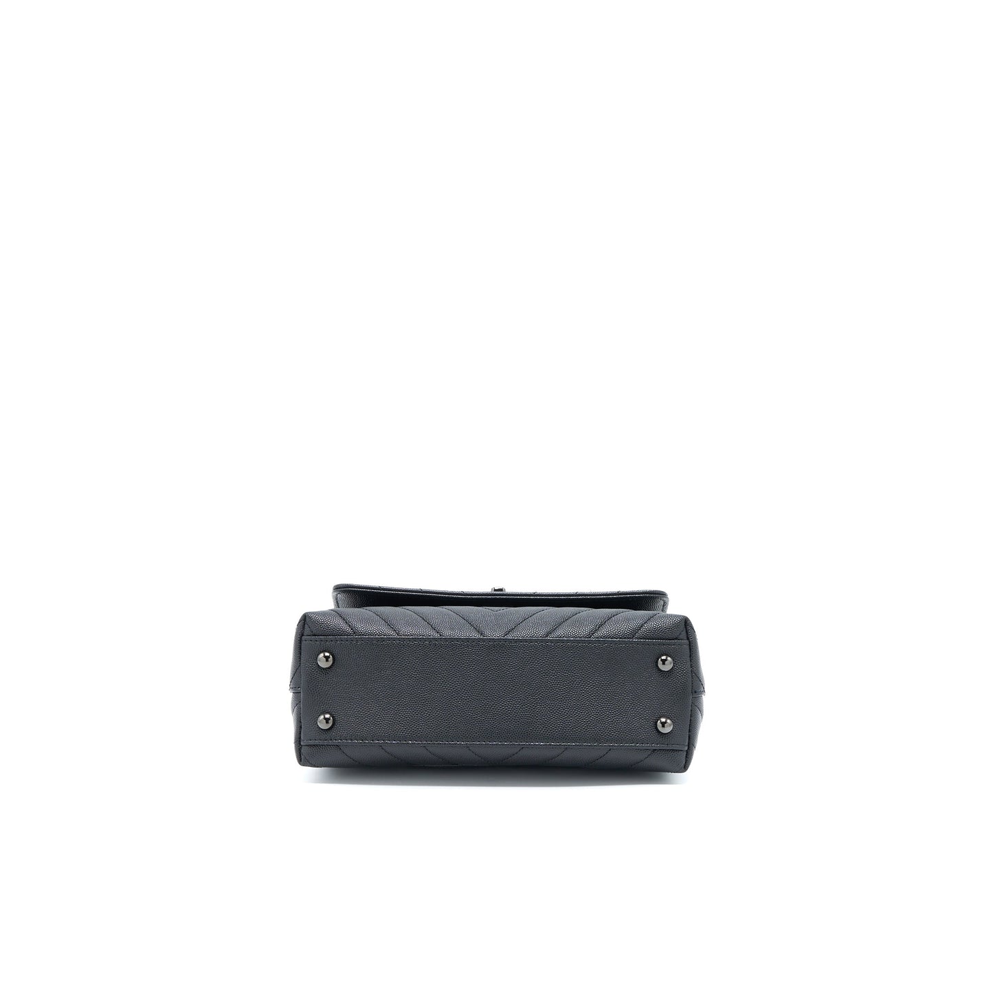 Chanel Small Coco Handle Chevron Caviar So Black with Black Hardware