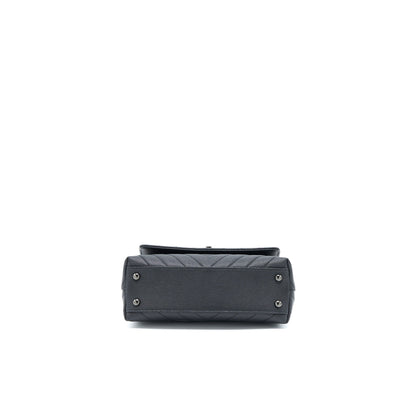 Chanel Small Coco Handle Chevron Caviar So Black with Black Hardware