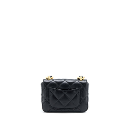 Chanel 22S Giant Chain Flap Shoulder Bag Lambskin Black GHW (Microchip)