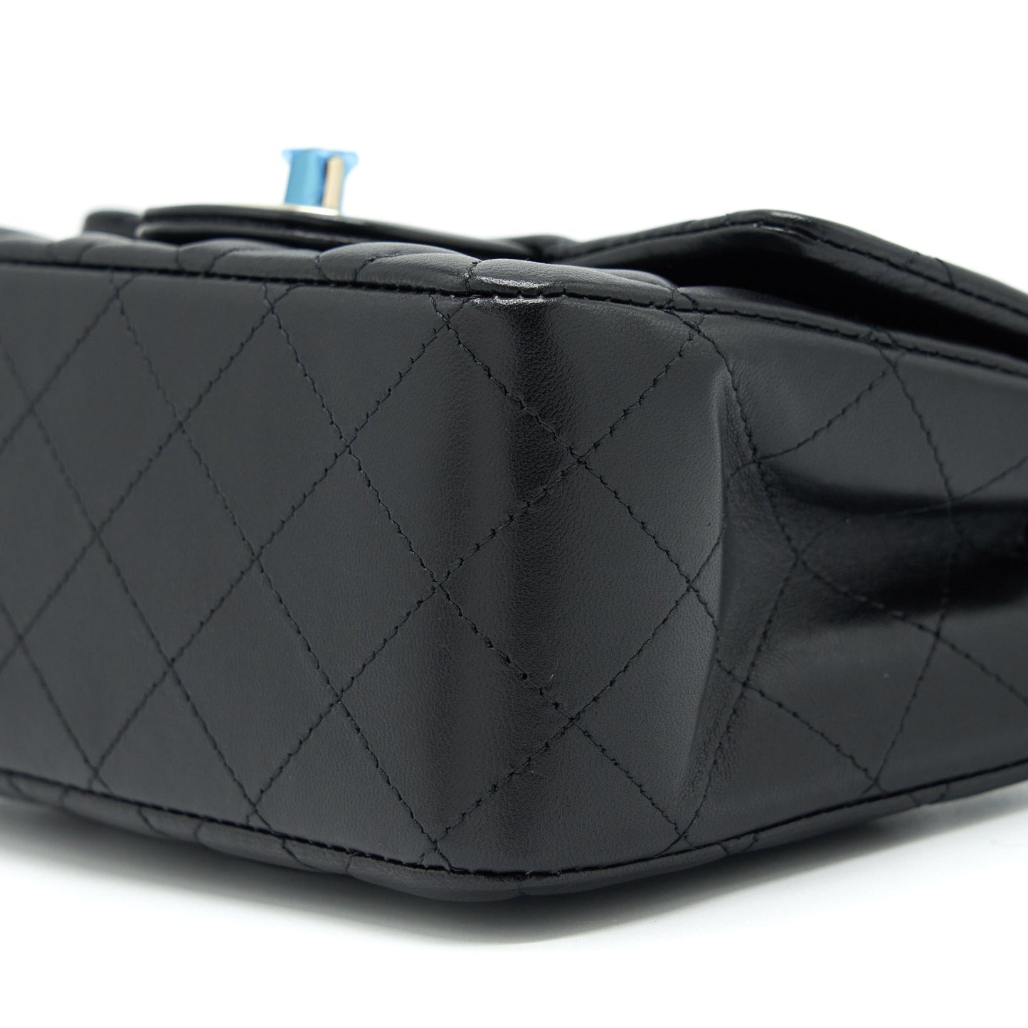 Chanel Mini Square Flap Bag Lambskin Black LGHW (Microchip)