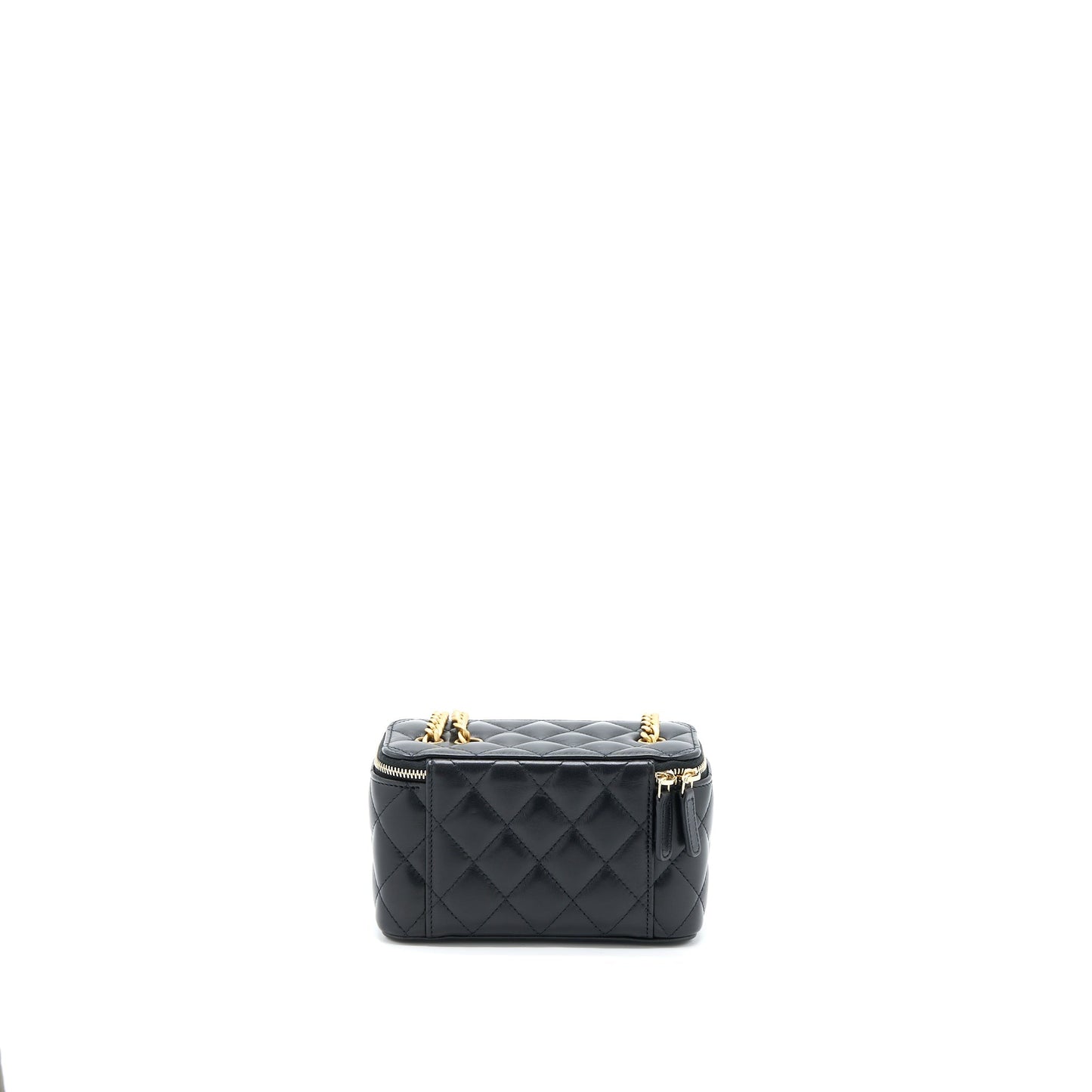 Chanel 22K Gold Pillar Adjustable Chain Long Vanity Lambskin Black GHW
