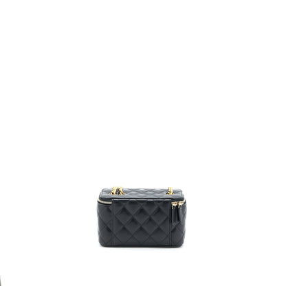 Chanel 22K Gold Pillar Adjustable Chain Long Vanity Lambskin Black GHW