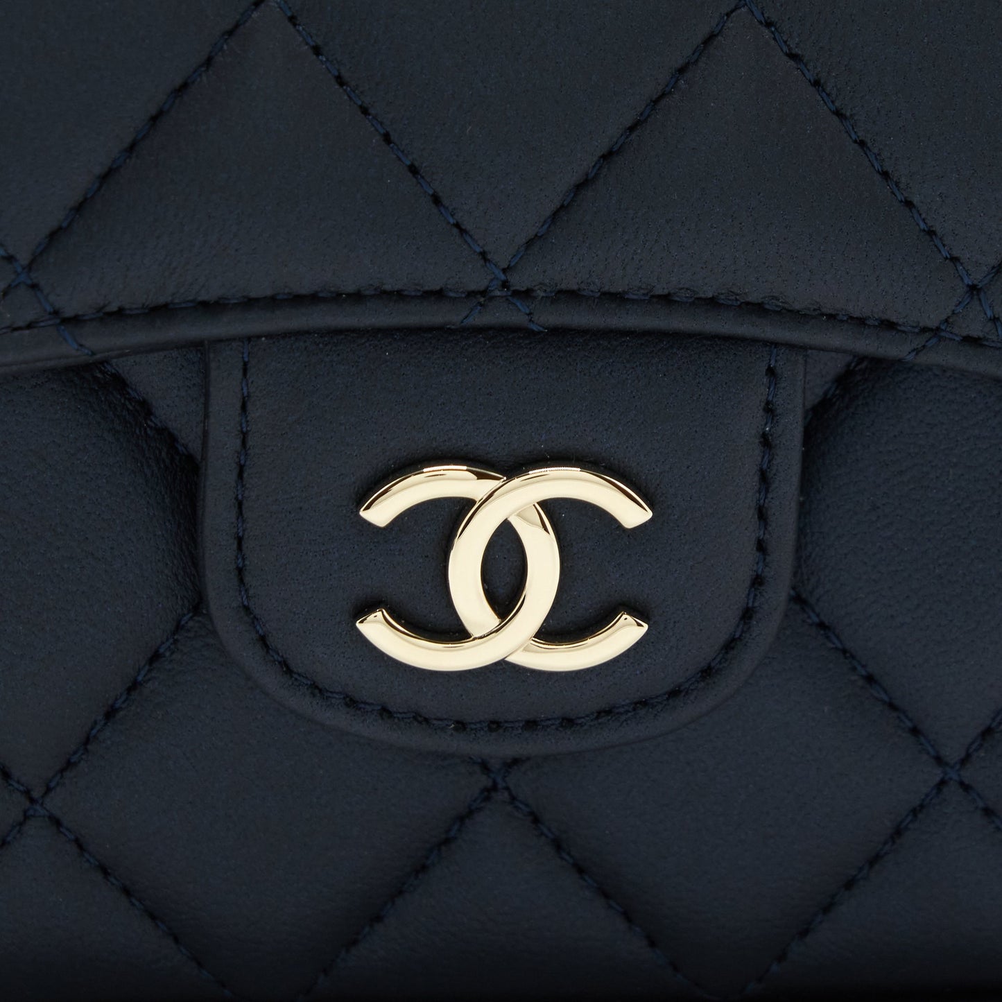 Chanel 22S Top Handle Mini Flap Bag With Chain Lambskin Navy LGHW