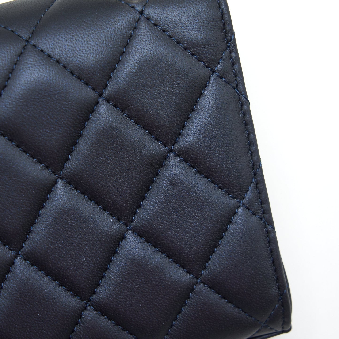 Chanel 22S Top Handle Mini Flap Bag With Chain Lambskin Navy LGHW