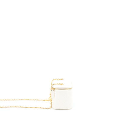 Chanel Long Vanity With Coco Letter Chain Lambskin White GHW