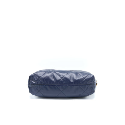 Chanel Small 22 Bag Shiny Calfskin Navy GHW (Microchip)