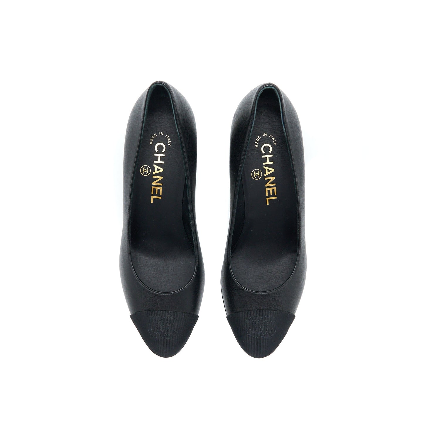 Chanel Size 36 CC Logo Heels With Pearl Black