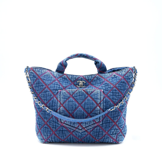 Chanel COCO Beach Denim Tote Bag SHW (Microchip)