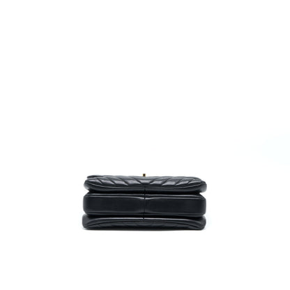 Chanel Chevron Trendy CC Top Handle Flap Bag Lambskin Black LGHW