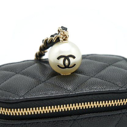 Chanel Small Vanity Clutch With Chain CC Pearl Caviar Black LGHW