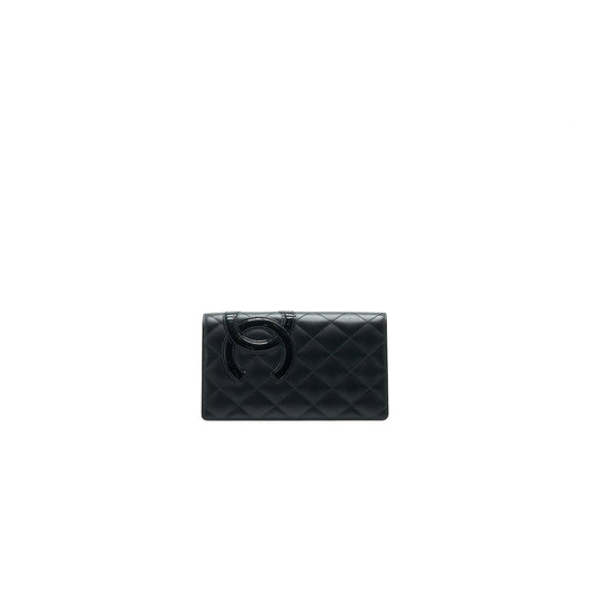CHANEL Cambon Line Bifold Long Wallet Black