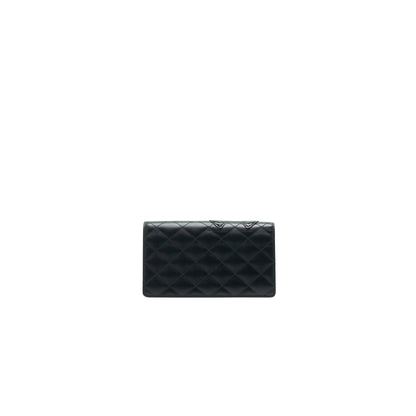 CHANEL Cambon Line Bifold Long Wallet Black