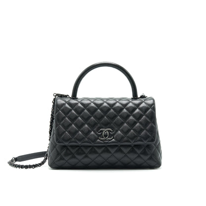 Chanel Coco Handle Small Flap Bag Grained Calfskin & Black Metal