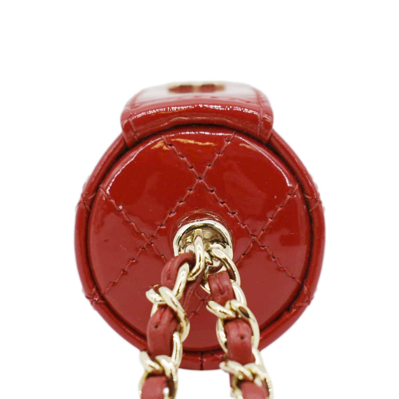 CHANEL CC Allure Patent Leather Chain Lipstick Case Red