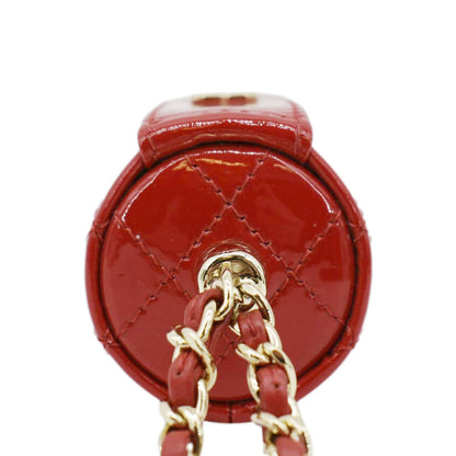 CHANEL CC Allure Patent Leather Chain Lipstick Case Red