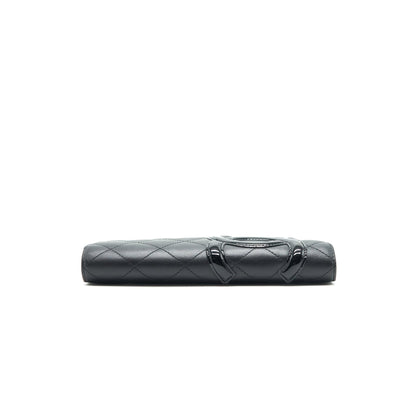 CHANEL Cambon Line Bifold Long Wallet Black