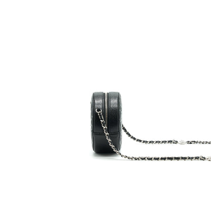CHANEL Camellia Round Clutch With Chain Black