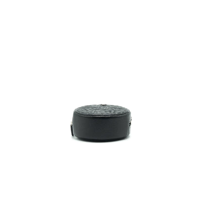 CHANEL Camellia Round Clutch With Chain Black