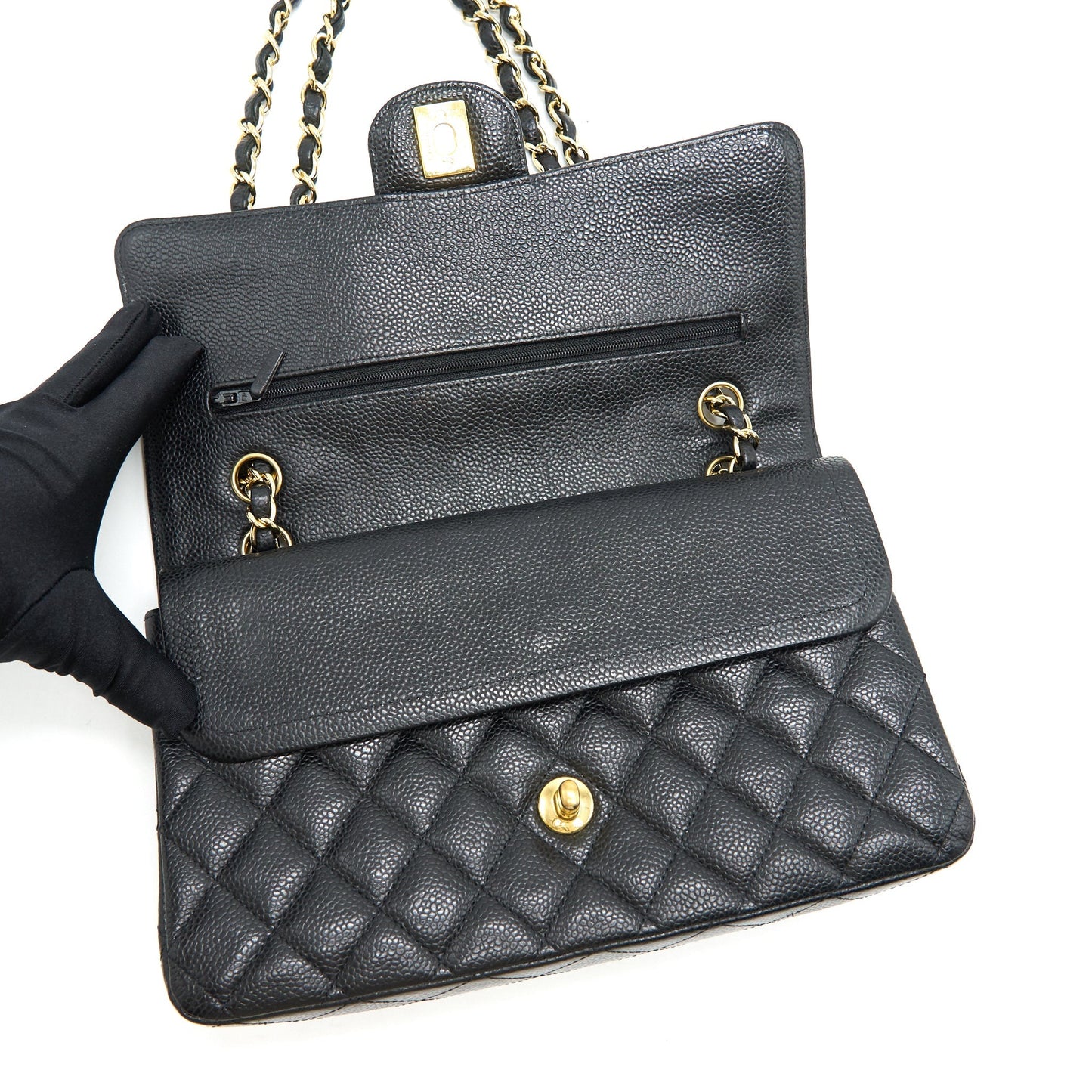 Chanel Medium Classic Double Flap Bag Caviar Black GHW Serial16