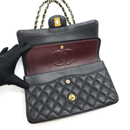 Chanel Medium Classic Double Flap Bag Caviar Black GHW Serial16