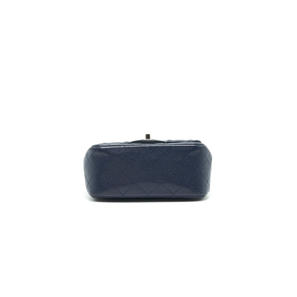 Chanel Mini Square Caviar Navy SHW serial 18