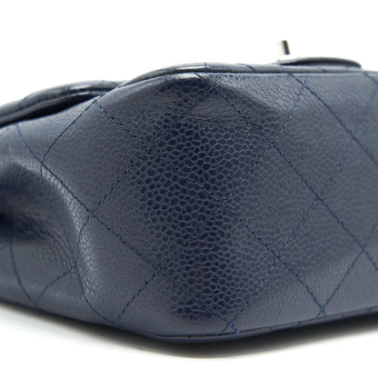 Chanel Mini Square Caviar Navy SHW serial 18