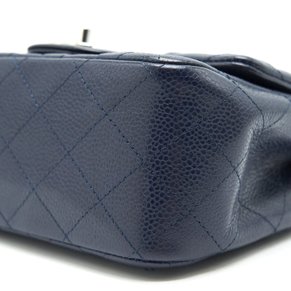Chanel Mini Square Caviar Navy SHW serial 18