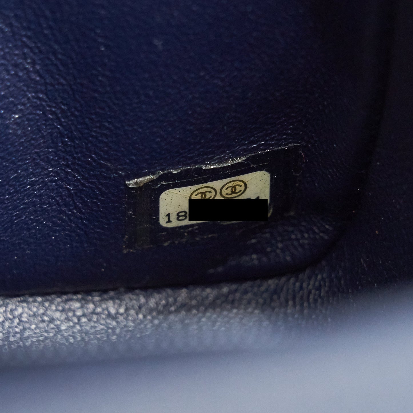Chanel Mini Square Caviar Navy SHW serial 18