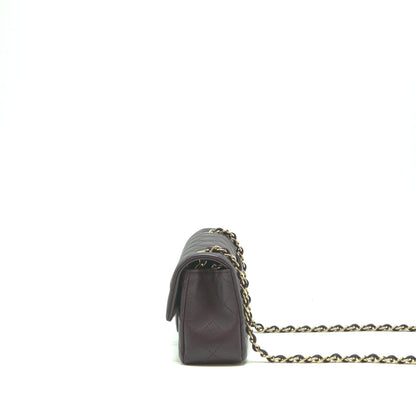 Chanel Mini rectangular Flap Bag lambskin 16B Dark Purple LGHW