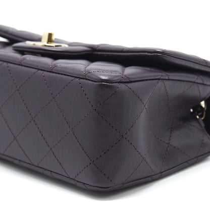 Chanel Mini rectangular Flap Bag lambskin 16B Dark Purple LGHW