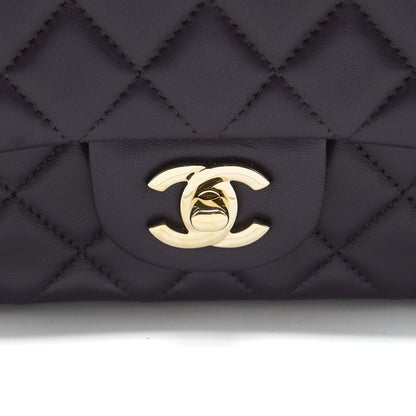 Chanel Mini rectangular Flap Bag lambskin 16B Dark Purple LGHW