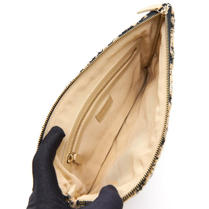 Chanel Tweed CC Logo Pouch Beige/Black