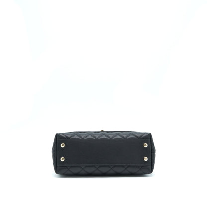 Chanel Small Coco Handle Caviar Black LGHW With Red Embossed Handle