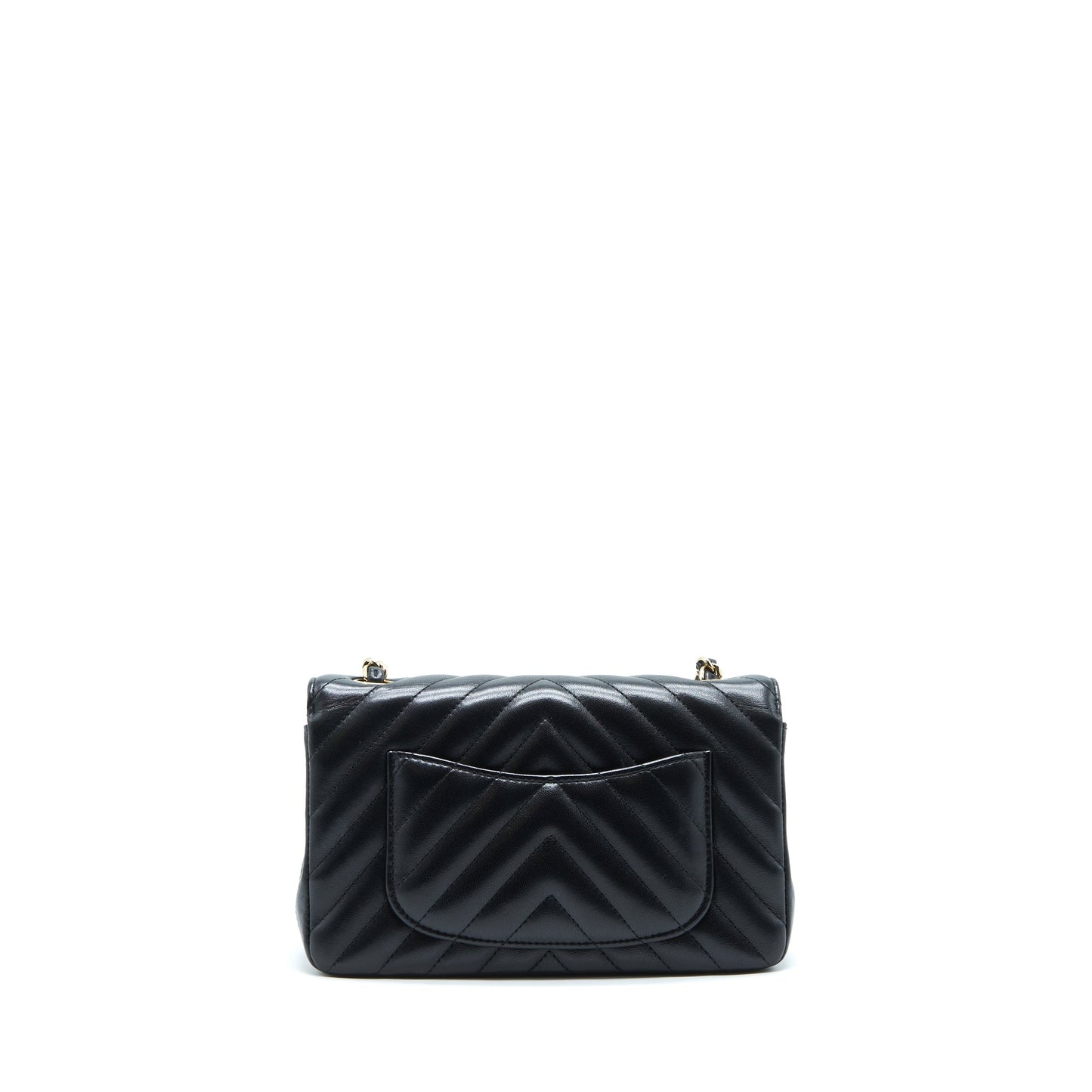 Chanel Chevron Mini Rectangular Flap Bag Lambskin Black LGHW