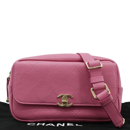 CHANEL Casual Trip Leather Waist Bag Pink