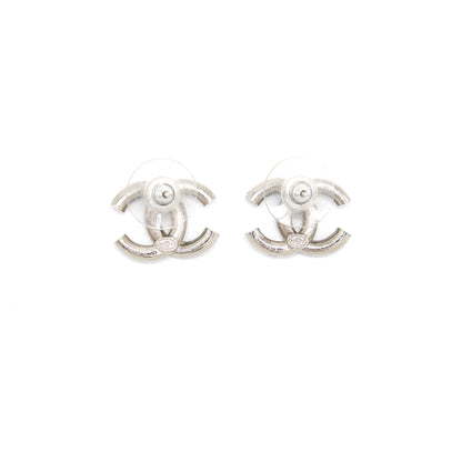 Chanel CC Crystal Stud Earrings in Blue and White Crystals