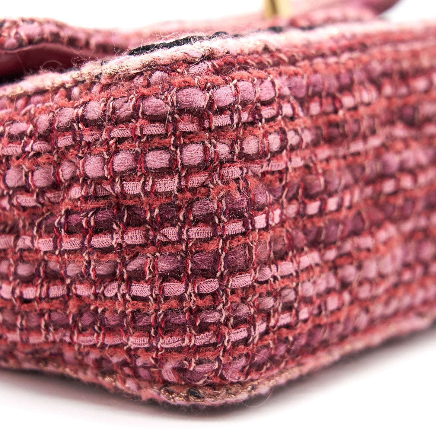 Chanel Tweed/Braid Classic Flap Mini Bag Pink