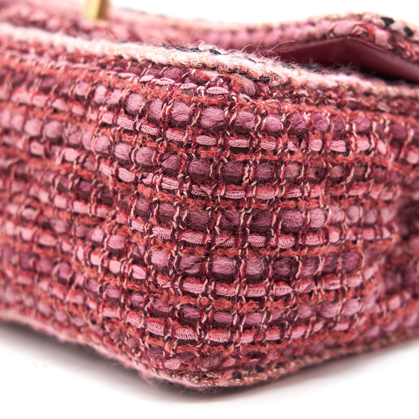 Chanel Tweed/Braid Classic Flap Mini Bag Pink
