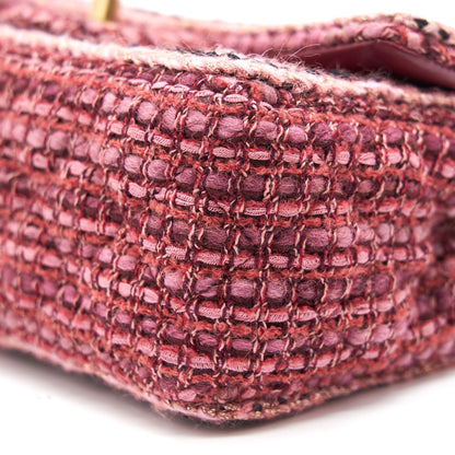 Chanel Tweed/Braid Classic Flap Mini Bag Pink