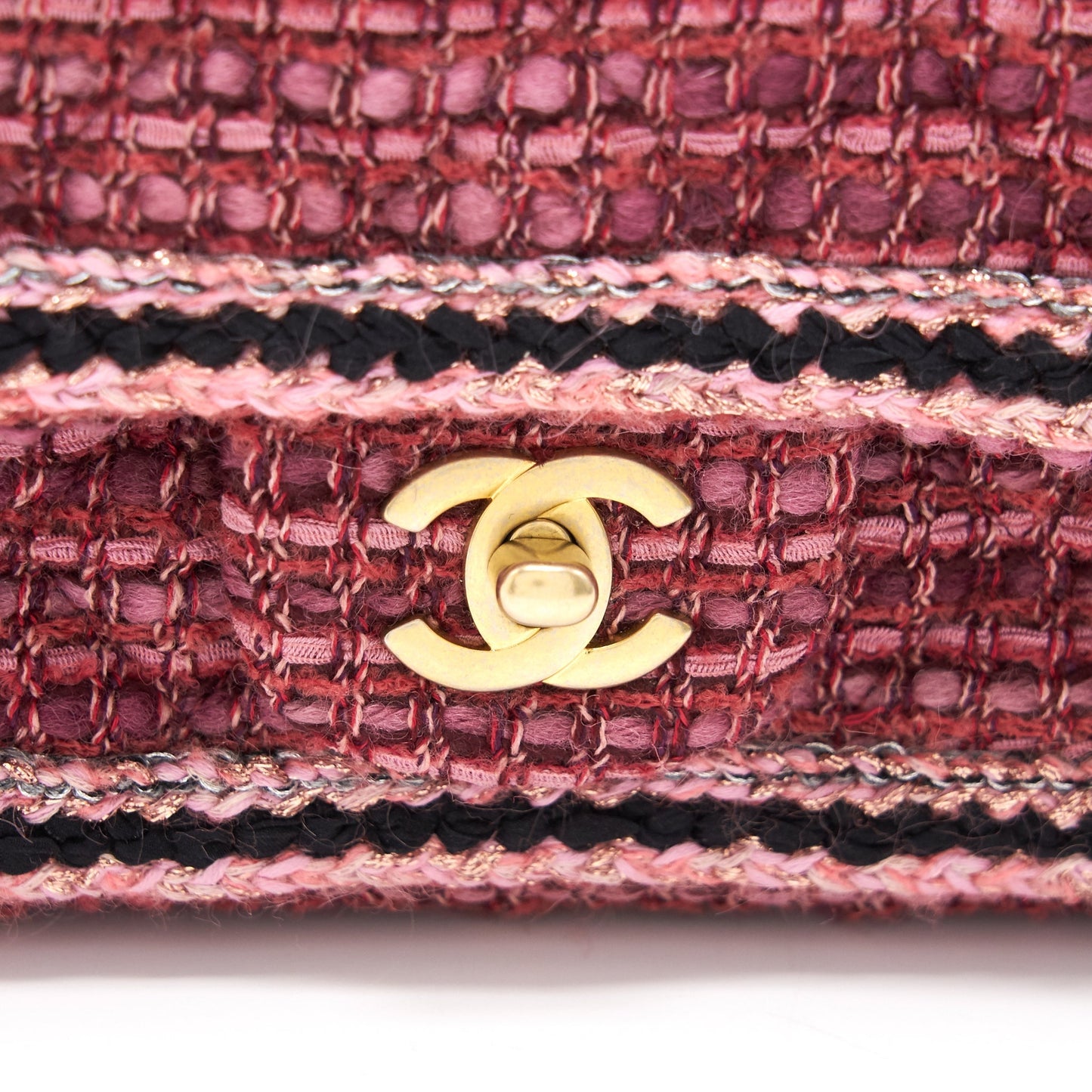 Chanel Tweed/Braid Classic Flap Mini Bag Pink