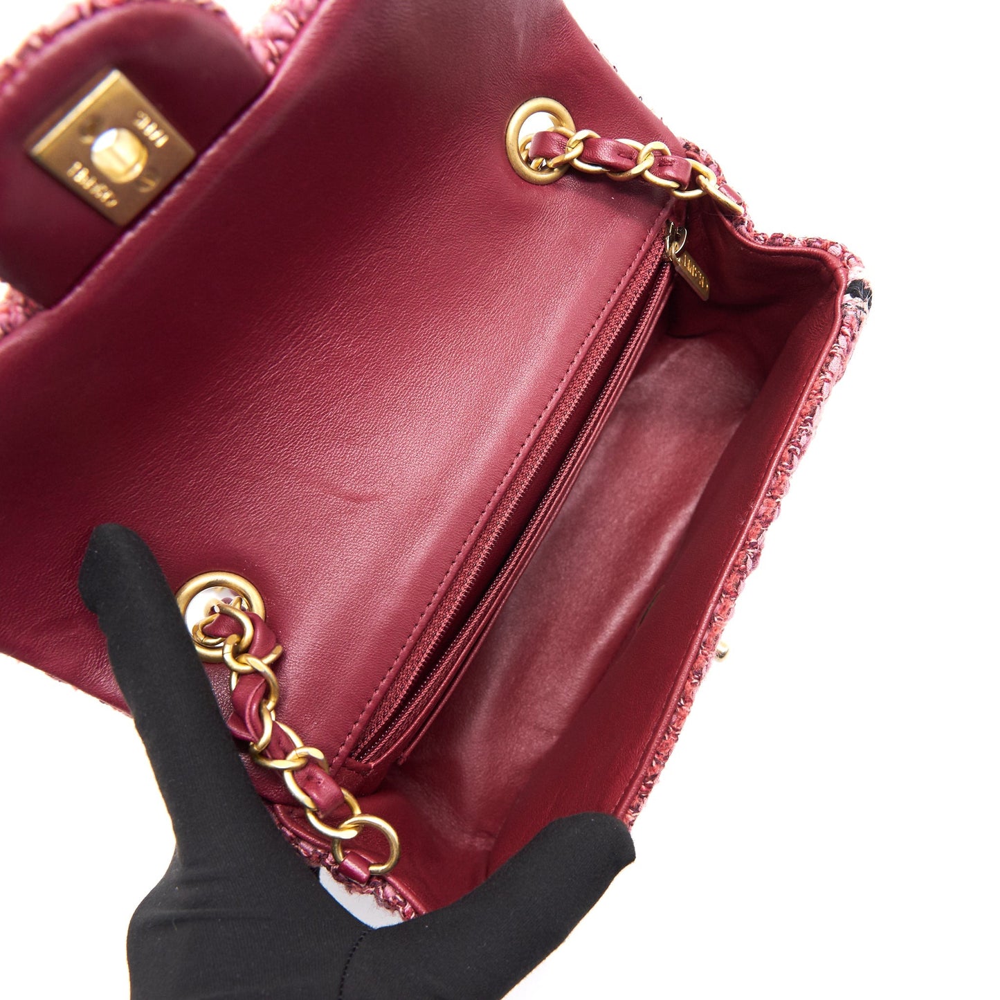 Chanel Tweed/Braid Classic Flap Mini Bag Pink