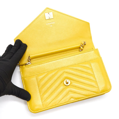Chanel Seasonal Wallet On Chain Yellow