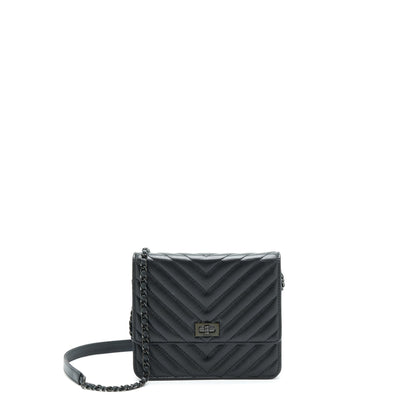 Chanel 2.55 Square Wallet On Chain Chevron Calfskin So Black