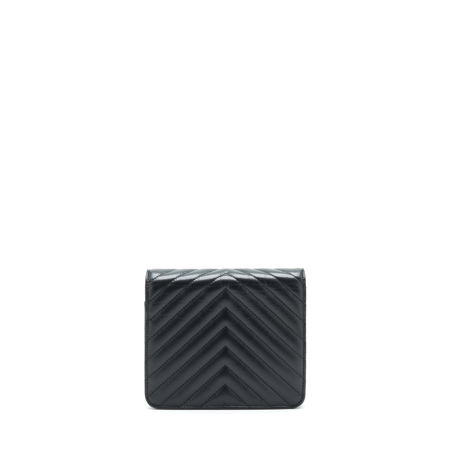 Chanel 2.55 Square Wallet On Chain Chevron Calfskin So Black